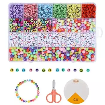 Бусины BetterJonny Акриловые бусины Примерно 1200 Улыбка Цветные Алфавитные бусины Бусины в форме сердца DIY Аксессуары Набор для поделок Аксессуары Браслет