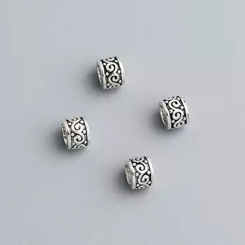Бусины-бочонки и колеса из стерлингового серебра S925 с узором «облако» для самостоятельного изготовления ювелирных изделий, браслетов, ожерелий, аксессуаров-разделителей