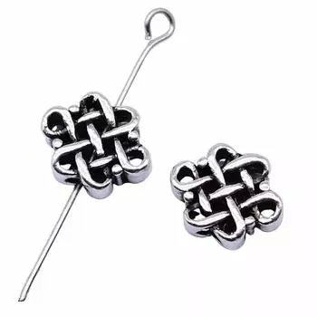 Бусины цвета антикварного серебра с китайским узлом 10x5 мм брендовые: WYISYWG 10 ювелирных изделий, мода 2019