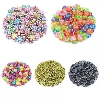 Бусины-цветы «Улыбка» разных цветов для изготовления браслетов, бусины-россыпи, аксессуары для украшений своими руками, 30 шт., 10 мм, модные бусины-цветы, бусины-россыпи Transparent