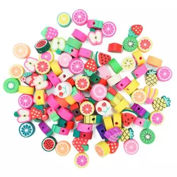 Бусины, декоративные детали, разноцветные смешанные украшения, аксессуары для рукоделия, сверкающие Пунпун Мару [Фрукты] [100 штук] CB-065