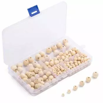 Бусины деревянные NALER, неокрашенные, круглые бусины из натурального дерева, 6 мм, 8 мм, 10 мм, 12 мм, 14 мм, в комплекте чехол для хранения, нейлоновая нить, 1220 штук, украшение ручной работы