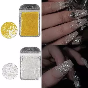 Бусины для дизайна ногтей Металлические шарики для дизайна ногтей Бусины для дизайна ногтей своими руками Золотые серебряные стальные бусины для дизайна ногтей Бусины-икры для ногтей серебряный