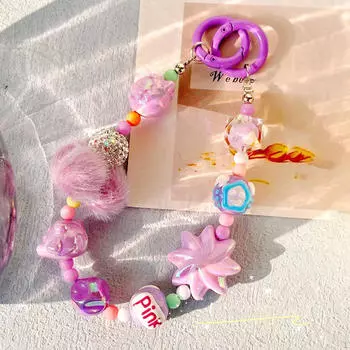 Бусины для кошелька, ручка, браслет, подвеска для одежды, ремешок для телефона, запястье фиолетовый