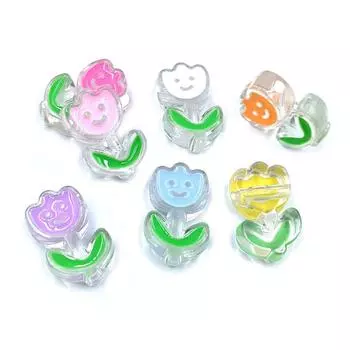 Бусины для мобильного телефона, 5 шт., 18*28 мм, бусины в виде тюльпана, мультяшные бусины для волос, сделай сам, симпатичные, прозрачные, капельное масло фиолетовый