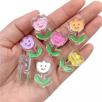 Бусины для мобильного телефона с рисунком тюльпана, прозрачные, капельные, с масляными бусинами, сделай сам, симпатичная веревка для волос, 5 шт., 18*28 мм, бусины синий