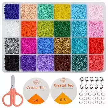 Бусины для рукоделия 2 мм 24 цвета Набор бисера для нанизывания бусин Набор аксессуаров Круглые бусины Стеклянные бусины Товары для рукоделия Материалы для рукоделия Смешанные цвета