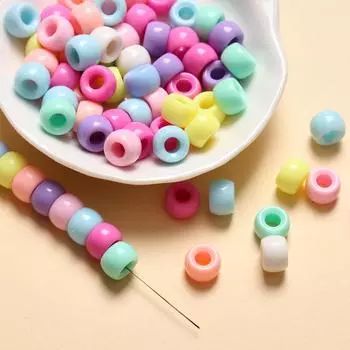 Бусины для волос для девочек, детские акриловые бусины, браслет, ожерелье, 5,5 мм x 8,5 мм, ручная работа, мода, 50 шт./пакет, красочные бусины с большими отверстиями, пони, бусины
