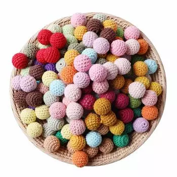Бусины для вязания крючком Mamimami Home 16 мм 30 шт. разноцветные деревянные бусины круглые шарики с отверстиями натуральные материалы дерево хлопок DIY материалы материалы