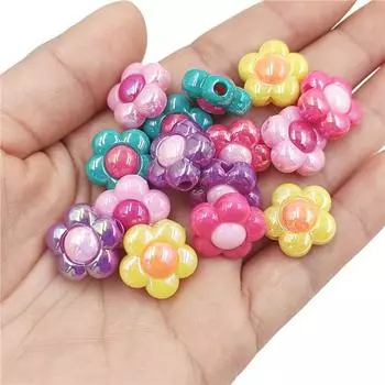 Бусины из цветка серии Dark, материалы ручной работы, ожерелье, ювелирные изделия, УФ-покрытие, ослепительные двухцветные браслеты, аксессуары, сделай сам, 10 шт. жёлтый