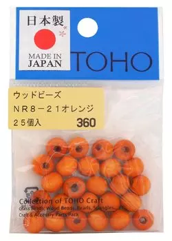 Бусины из дерева TOHO Craftsmanship Domestic, внешний диаметр около 8 мм, размер около оранжевого цвета, 25 штук (Отверстие 3мм) НР8-21