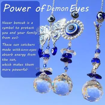 Бусины из кристаллов Catcher Wind Chime Components Подвеска Demon Eye Ожерелье Подвески Украшение для автомобильной вешалки E