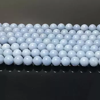 Бусины из натурального ангелита, круглые бусины-разделители из драгоценных камней для браслета, ожерелья, своими руками, дизайн ювелирных изделий 6 мм, 8 мм, 10 мм, 12 мм 6mm