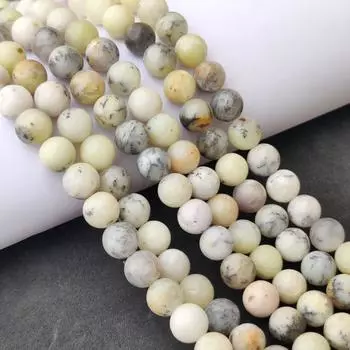 Бусины из натурального дендритного опала, бусины размером 6 мм, 8 мм, 10 мм, свободные круглые бусины, серо-коричневые, кремово-белые каменные бусины, бусины длиной 14–15 дюймов. 6 MM 1 Strand Beads