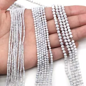 Бусины из натурального камня, белая бирюза, круглые граненые бусины, подвески для изготовления ювелирных изделий, ожерелье, браслет, серьги, аксессуар 2mm
