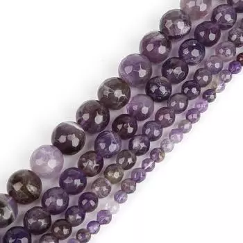 Бусины из натурального камня, граненые фиолетовые хрустальные аметисты, круглые бусины для изготовления ювелирных изделий, 15 дюймов 6mm 63pcs