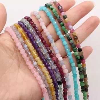 Бусины из натурального камня, граненые квадратные изолированные бусины, розовый кварц/малахит для DIY, ожерелье, браслет, серьги, ювелирные аксессуары Flash Labradorite S/4x4mm