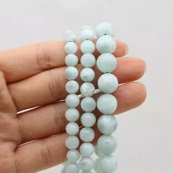 Бусины из натурального камня, круглые бусины Ларимар, свободные бусины для изготовления ювелирных изделий, сделай сам, женское ожерелье, браслет, серьги, аксессуар 6mm