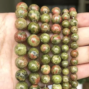 Бусины из натурального камня, круглые, унакитовые, свободные, разделительные бусины для изготовления ювелирных изделий своими руками, браслет-ожерелье ручной работы, 15 дюймов, 4, 6, 8, 10, 12 мм 8mm about 46pcs