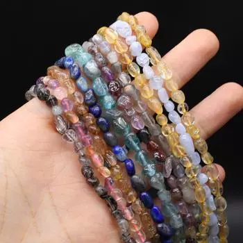Бусины из натурального камня неправильной формы, агаты/аметисты, гладкие бусины 6-8 мм для изготовления ювелирных изделий, ожерелье, браслет, серьги, аксессуары 6-8mm