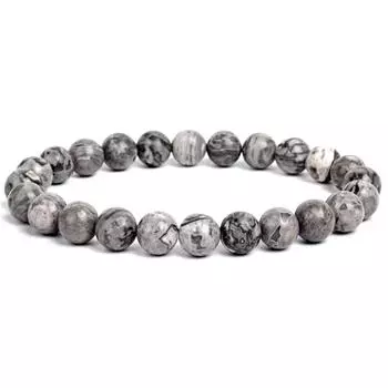 Бусины из натурального камня с изображением карты яшмы для женщин и мужчин, ювелирные изделия, эластичные браслеты-браслеты 8mm