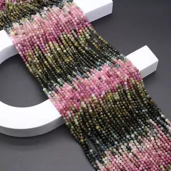 Бусины из натурального камня турмалин/гранат/иолит граненые градиентные бусины для изготовления ювелирных изделий DIY ожерелье браслет серьги аксессуар 2mm