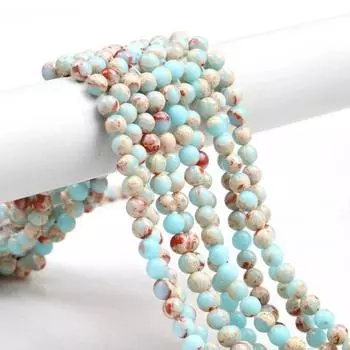 Бусины из натурального камня, змеиная кожа, синие каменные бусины для изготовления браслетов и ожерелья своими руками, ювелирных изделий 6mm-60pcs