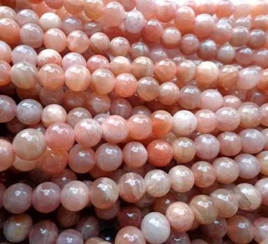 Бусины из натурального солнечного камня класса ААА, гладкие круглые бусины 8 мм, 10 мм, 12 мм, красивого персикового цвета, бусины отличного качества! Полная длина 15,5 6MM