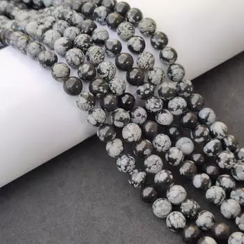 Бусины из обсидиана в виде снежинок, натуральный драгоценный камень, круглые свободные бусины, размер 6 мм, 8 мм, 10 мм. 6 MM 1 Strand Beads