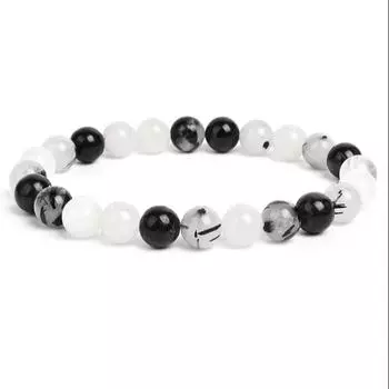 Бусины из рутилированного кварца из натурального камня для женщин и мужчин, ювелирные изделия, эластичные браслеты-браслеты 6mm