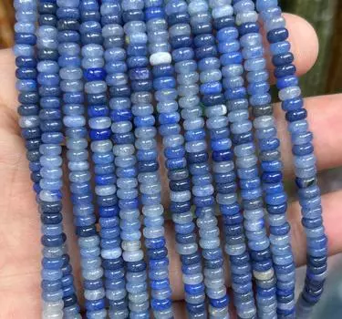 Бусины из синего авантюрина, бусины из натурального драгоценного камня, маленькие бусины из камня Рондель 2x4 мм 15 2X4MM