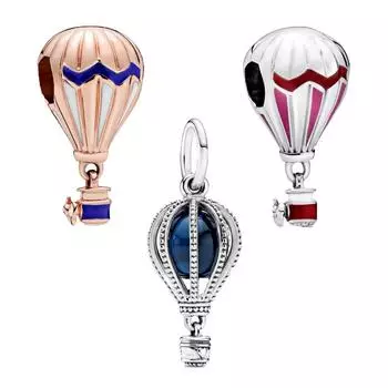 Бусины из стерлингового серебра 925 пробы, голубая роза, золотой, красный, воздушный шар, подвеска, подходят оригинальные модные браслеты, женские модные украшения «сделай сам» синий