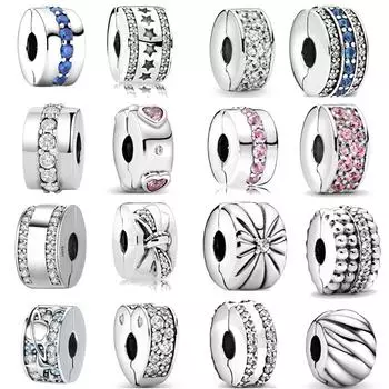 Бусины из стерлингового серебра 925 пробы, очаровательные блестящие зажимы, подвески из бисера, подходят для оригинальных подвесок, серебряные браслеты 925 пробы, женские ювелирные изделия DIY