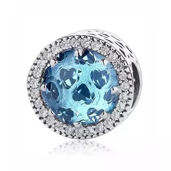 Бусины из стерлингового серебра 925 пробы, подвески в форме сердца, синие хрустальные подвески, браслеты для женщин, ювелирные изделия своими руками