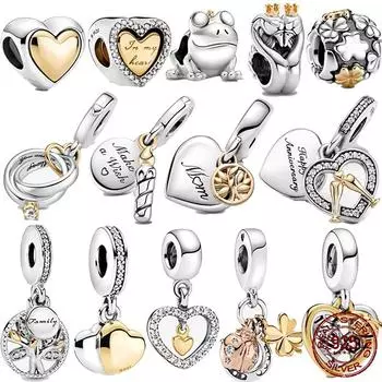 Бусины из стерлингового серебра, золотые бусины в форме сердца на день рождения, подвески в форме крыла свечи, подходят для модного оригинального браслета 925 пробы, женские ювелирные изделия своими руками