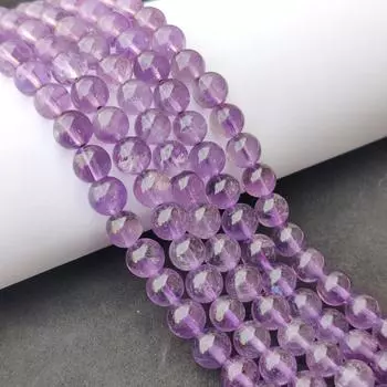 Бусины из светло-фиолетового аметиста, свободные бусины из натурального бразильского камня, настоящие бусины класса А, бусины из драгоценных камней размером 6 мм, 8 мм, 10 мм, нити бусинок длиной 14–15 дюймов. 6 MM 1 Strand Beads