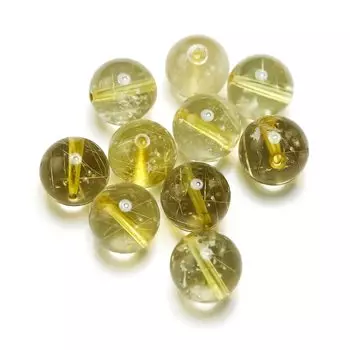 Бусины из золотого рутилового кварца для браслета Power Stone Gold Needle Crystal Money Luck Sparkling Punpun Maru [натуральный камень] приблизительно. 10,5~11,5 мм [10