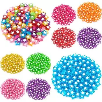 Бусины конфетного цвета, бусины для самостоятельного изготовления ювелирных изделий, аксессуары 20 шт., бусины в форме сердца и звезды, акриловые бусины, материал ручной работы, 10 мм разноцветный