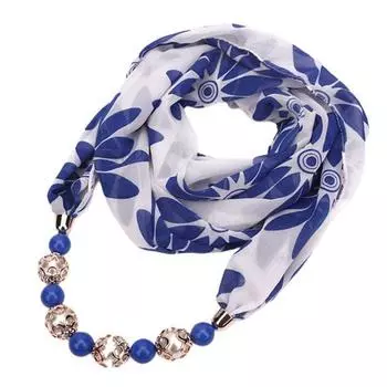 Бусины кулон с цветочным принтом ожерелье шарф простой этнический стиль винтажный шифоновый шарф для дома