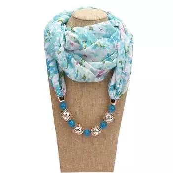 Бусины кулон с цветочным принтом ожерелье шарф простой этнический стиль винтажный шифоновый шарф для дома розовый