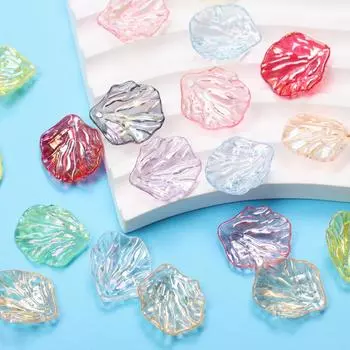 Бусины-лепестки листьев капусты ручной работы, материал акрил с отверстиями для изготовления ювелирных изделий, AB, цветные, 10 шт./пакет, 18*21 мм, модные красный