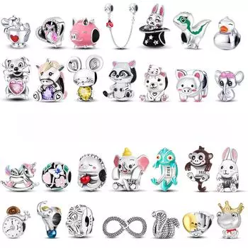 Бусины Медь Посеребренные Бисерные Аксессуары Браслет Сделай Сам Подвеска Аксессуары Животное Сова Кролик Источник