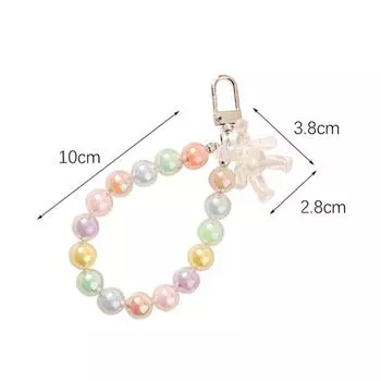 Бусины на запястье, цветные бусины, брелок для ключей от машины в виде медведя, ремешок для мобильного телефона, переносная подвеска на сумку с цепочкой, женский ремешок для мобильного телефона