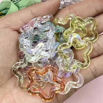 Бусины-пентаграммы, ожерелье «сделай сам», материал из бисера, 29,6 мм, ювелирные аксессуары, акрил, 20 шт., модные бусины со звездами, лазерные выдолбленные разноцветный