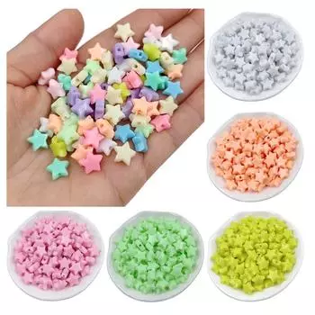 Бусины пятиконечная звезда макарон цвет материалы ручной работы ювелирные аксессуары браслет ожерелье 100 шт. DIY кремовый модный циан