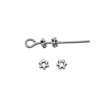 Бусины-разделители 3x4 мм цвета античного серебра, брендовые товары для рукоделия: WYISYWG 200шт.