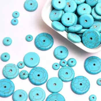 Бусины-разделители DIY Бирюзовые бусины Зеленые аксессуары Натуральный камень 50/30/15/10/5 шт. 6/8/12/14/16 мм Ожерелья Плоская круглая форма DIY Ювелирные аксессуары 8mm 30Pcs