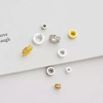 Бусины-разделители с бриллиантами из стерлингового серебра S925 для браслетов из кристаллов своими руками Small/each