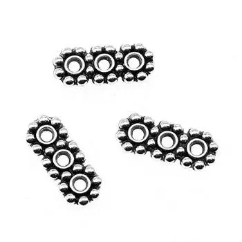 Бусины-разделители с тремя отверстиями 15x6 мм, античное серебро, ювелирные изделия, бренд: WYISYWG 10 шт.