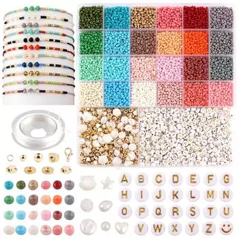 Бусины рисовые цветные дисковые бусины свободные бусины эластичная леска набор бусины в коробке материалы для самостоятельного изготовления аксессуары